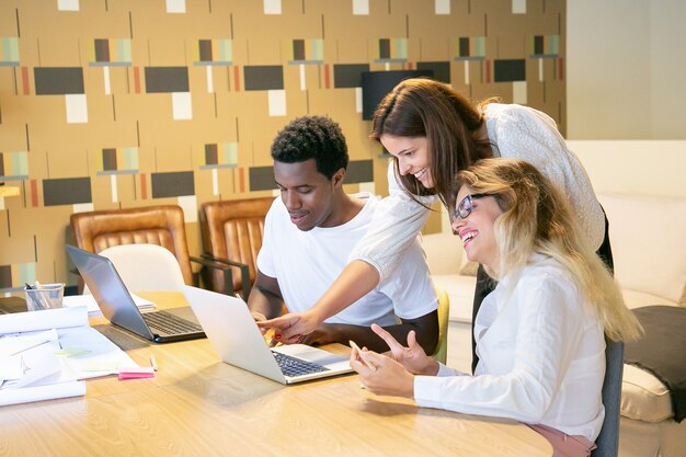 Creative team watching content on pc together