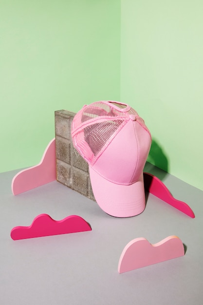 Free photo creative trucker hat still life