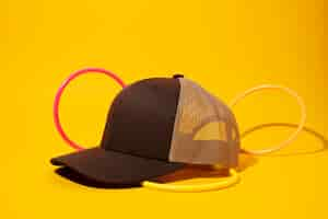 Free photo creative trucker hat still life