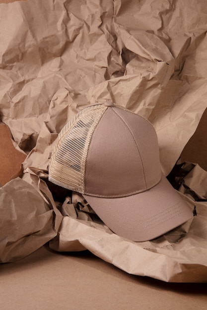 Free photo creative trucker hat still life