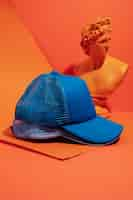 Free photo creative trucker hat still life