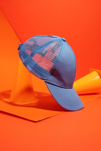 Free photo creative trucker hat still life