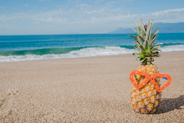 Creative view of pineapple in glasses