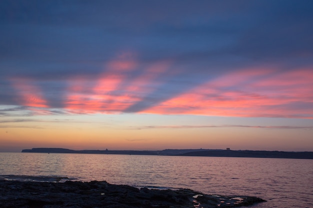 Free photo crepuscular rays, malta-gozo channel, malta