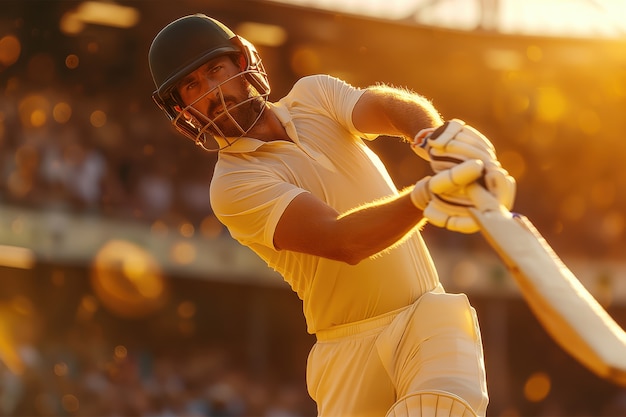 Cricket match with player