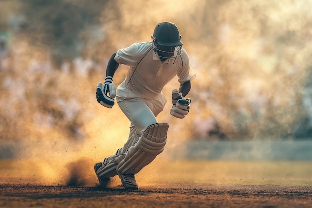 Cricket match with player