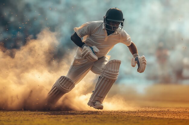 Cricket match with player