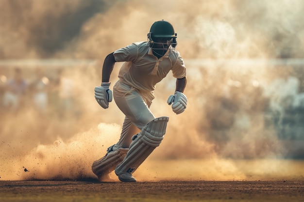 Cricket match with player