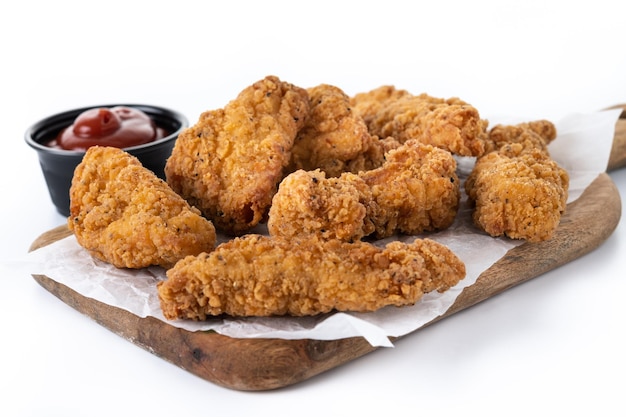 Crispy Kentucky fried chicken on cutting board