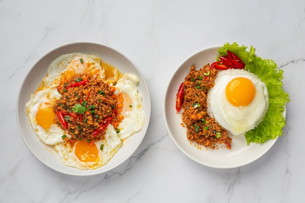 Crispy Omelet Topped With Minced Pork and Mixed Vegetables Sauce