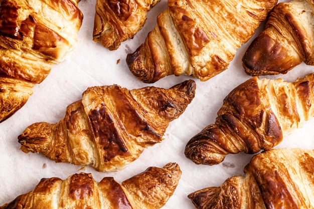 Free photo croissant flat lay food photography