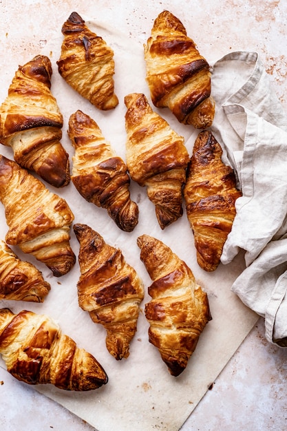 Free Photo croissant flat lay food photography