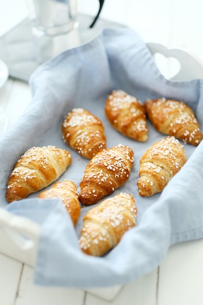 Free photo croissants on a tray