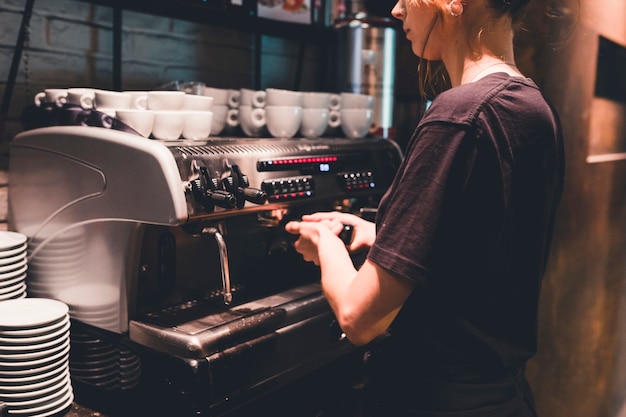 Free Photo crop barista preparing coffee