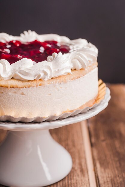 Crop cherry tart with custard