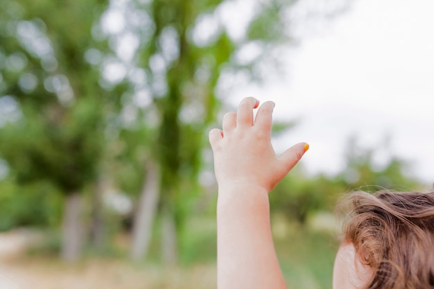 Crop child on walk