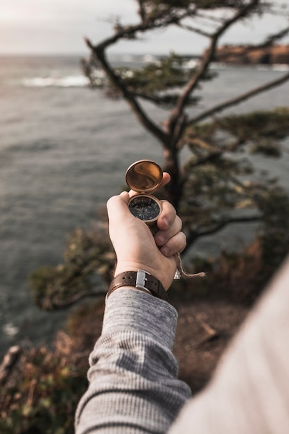 Crop hand with compass