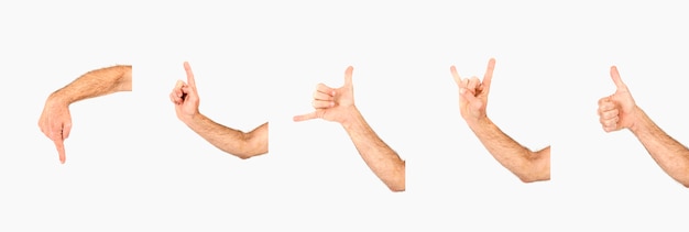 Crop hands with various gestures