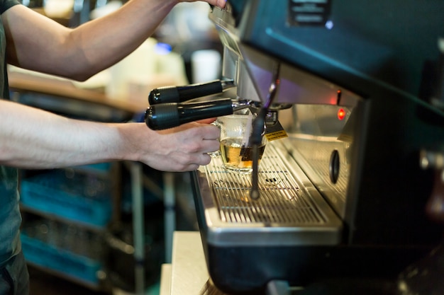 Free Photo crop man pouring hot water into cup