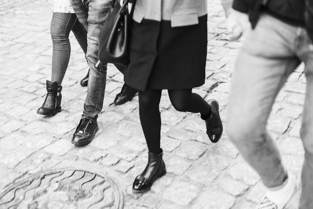 Free photo crop people walking on street