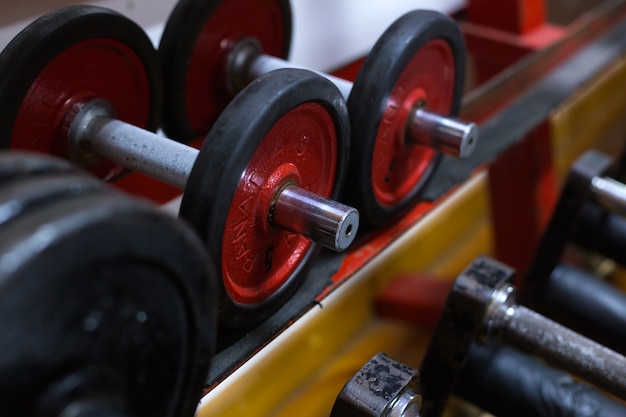 Free Photo crop photo of iron dumbbells 