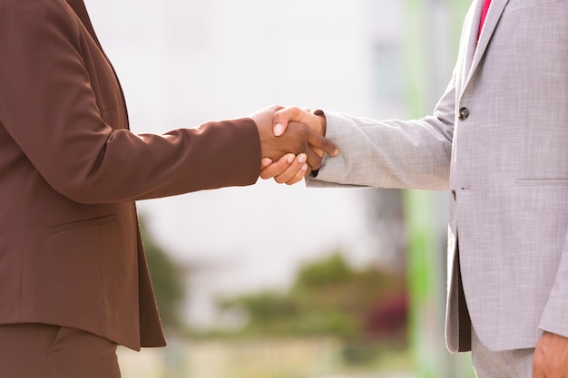 Cropped shot of two people shaking hands