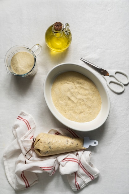 Free photo croquette making with different delicious ingredients