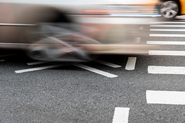 Free Photo crossing cars on the road closeup