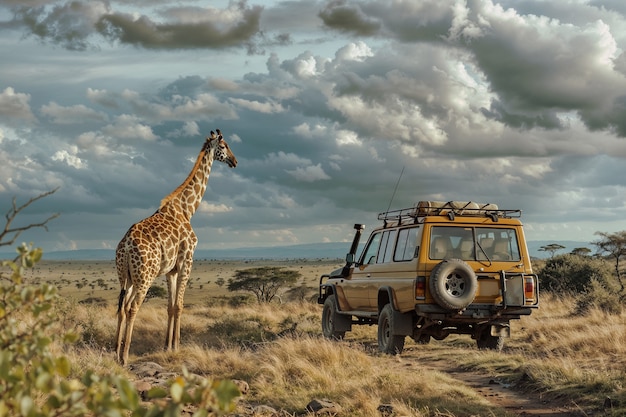 Free photo crossroad car in safari scene