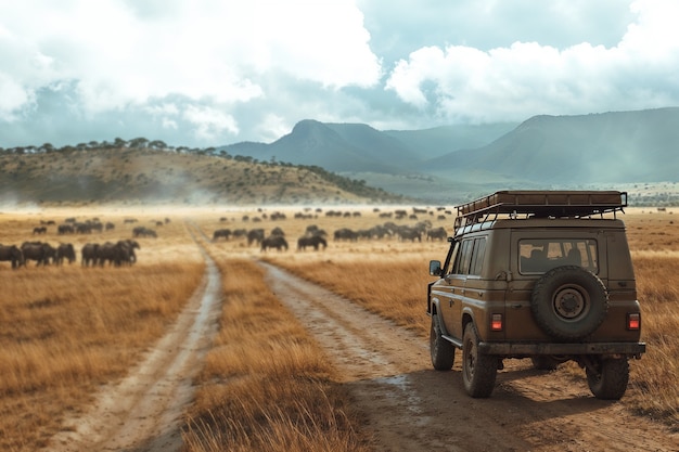 Crossroad car in safari scene