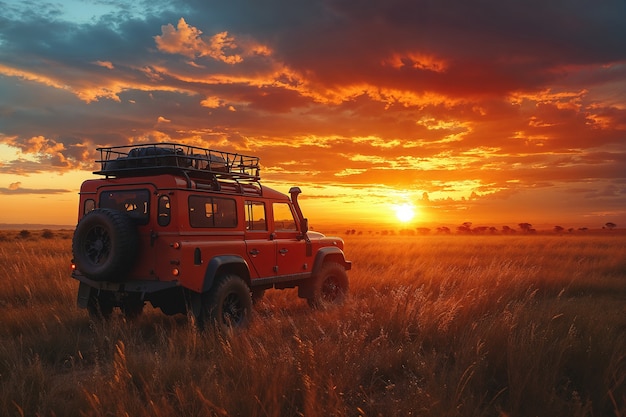 Crossroad car in safari scene