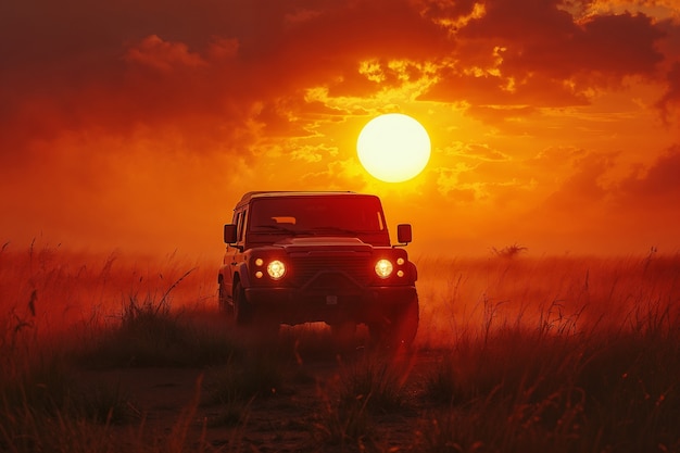 Crossroad car in safari scene