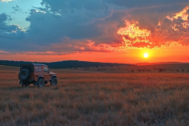 Crossroad car in safari scene