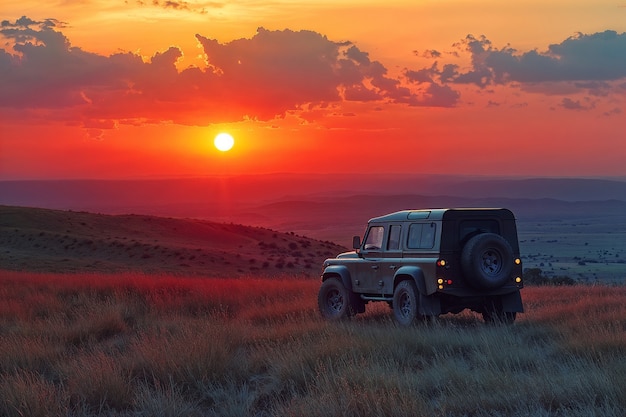 Free photo crossroad car in safari scene