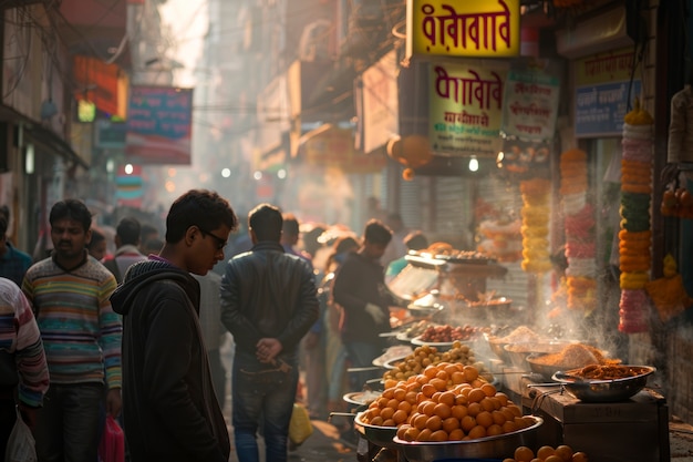 Free photo crowded  indian city