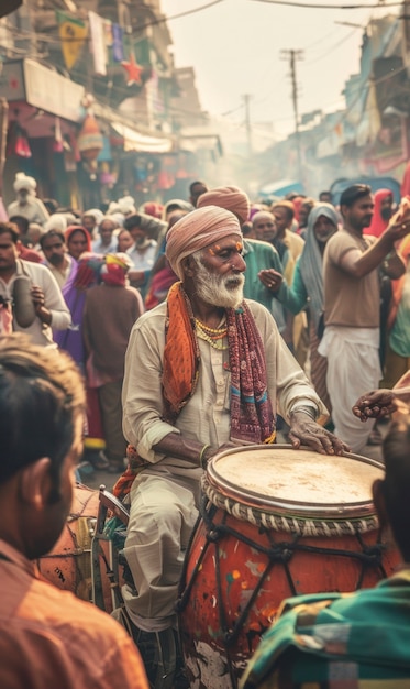 Free photo crowded  indian city