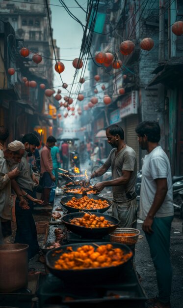 Crowded scene  indian city