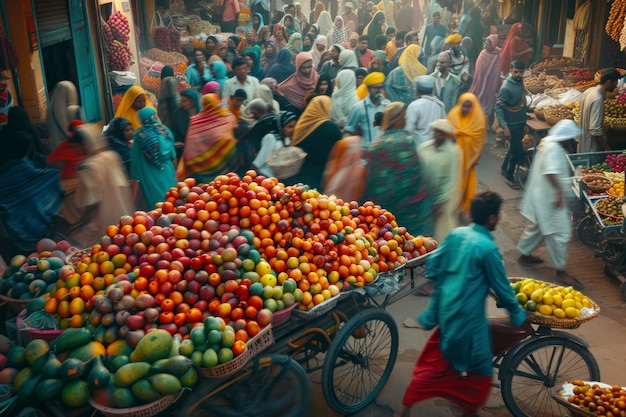 Free Photo crowded scene  indian city