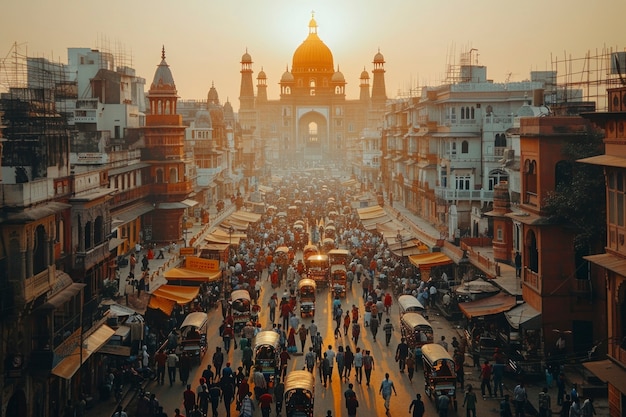 Free photo crowded scene  indian city