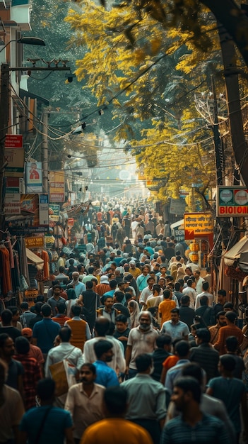 Crowded scene  indian city