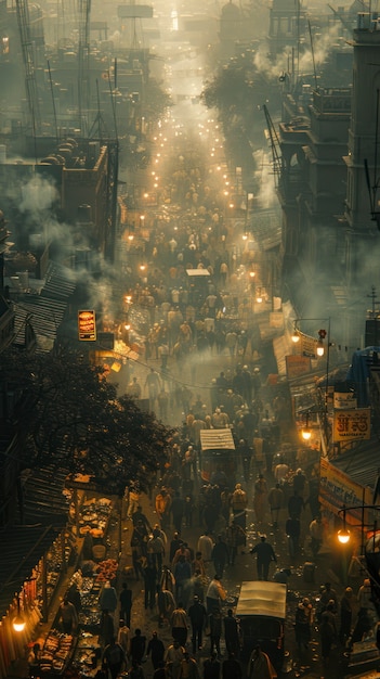 Crowded scene  indian city