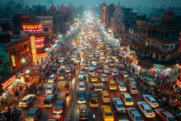 Free photo crowded scene  indian city