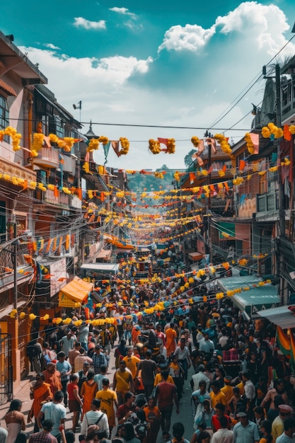 Free photo crowded scene  indian city