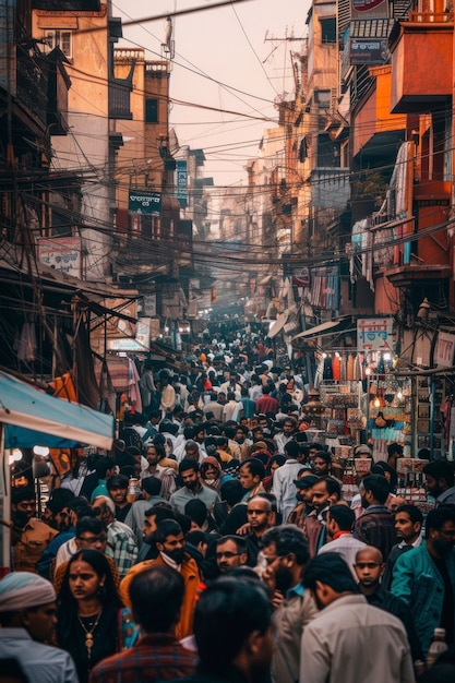 Free photo crowded scene  indian city