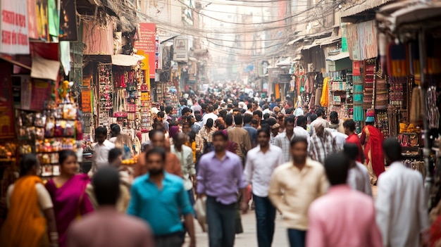 Free photo crowded scene  indian city