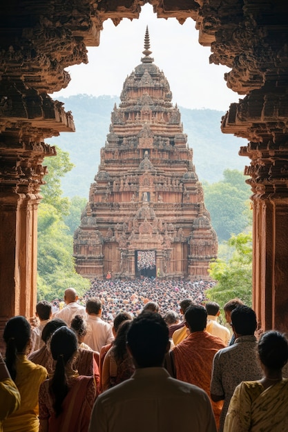 Free photo crowded scene  indian city