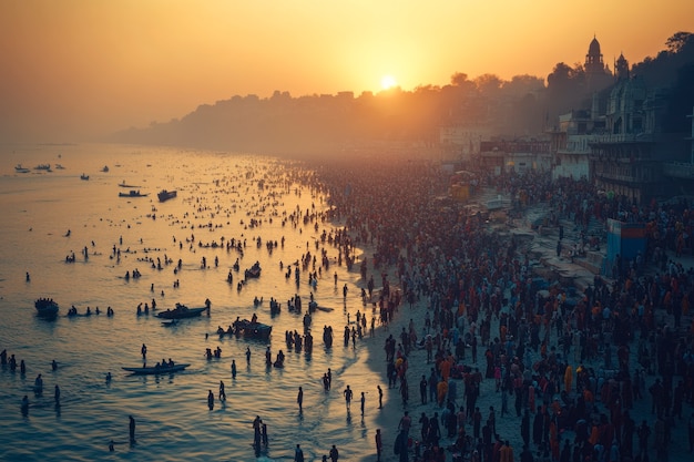 Free photo crowded scene  indian city