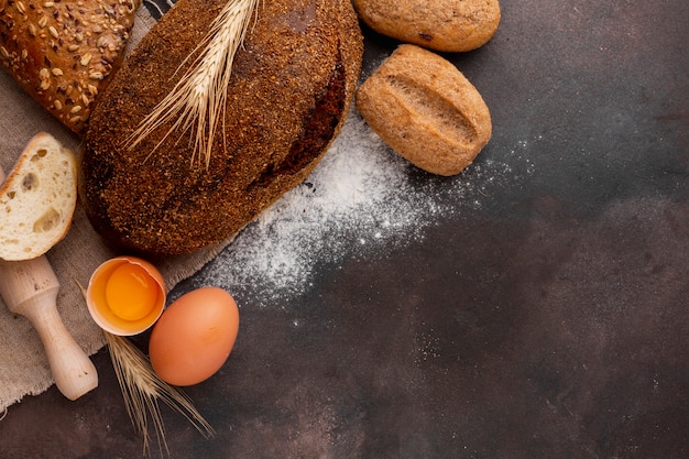 Crusty bread with egg and flour