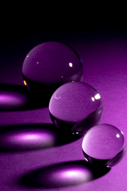 Crystal balls with purple background