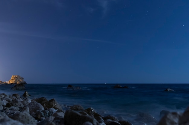 Crystal clear night sky above the ocean